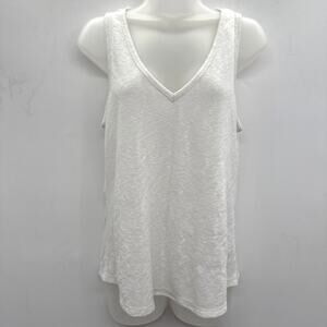 Saturday Sunday Anthropologie Semi-Sheer Knit Tank Top Sz M Ivory Beachy Relaxed